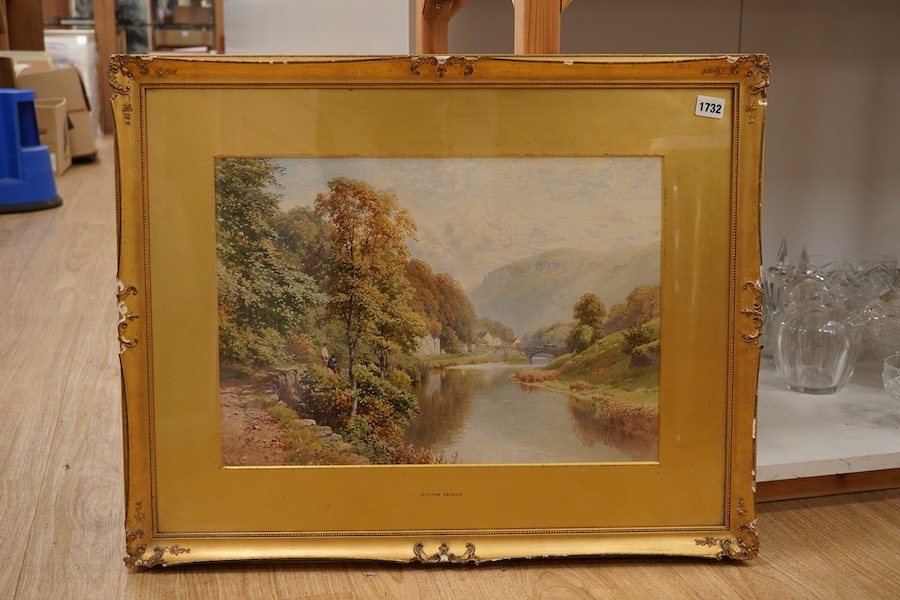 Harry Sutton Palmer (1854-1933), ‘Miller's Dale, Derbyshire’, signed, inscribed label verso, watercolour, 34 x 49cm